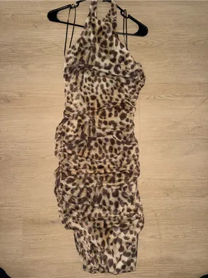 Zara Brown and Tan Leopard Halter Dress thumbnail 5