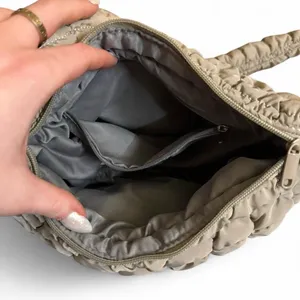 NWOT Wild Fable Taupe Puffer Quilted Crossbody Softside Woven Hand Bag Purse thumbnail 5