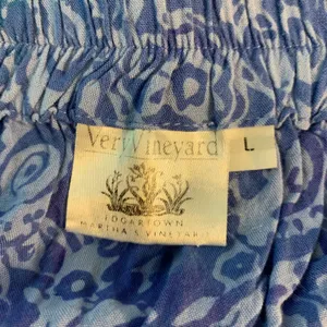 Very‎ Vineyard Skirt Blue Paisley Print Midi Elastic Waist Rayon Size L Martha's thumbnail 3