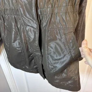 Liz Claiborne Lightweight Utility Jacket Women's L Metallic Brown Zip Snap Waist thumbnail 4