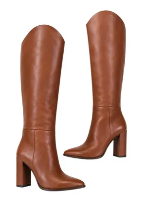 Steve Madden Leather Bixby Tall Boot in Cognac Size 6 thumbnail 1