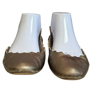 Chloe Lauren Scalloped Ballet Flats Bronze Leather Classic‎ Luxury EU 40 US 9.5 thumbnail 5