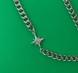 Link Chain Star Necklace for Men Women Streetwear Hip Hop Unisex Necklace thumbnail 3