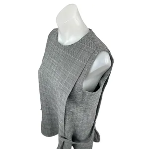 Zara Women's Gray Plaid Check Sleeveless Mini Skater Tank Flare Shift Dress M thumbnail 4