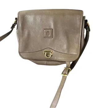 Vintage tan leather Hartmann crossbody bag old money gold tone hardware thumbnail 1