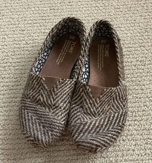 Tom’s Alpargata Slip On Shoes Loafers Alpargata Brown Herringbone Used Women’s 8 thumbnail 1