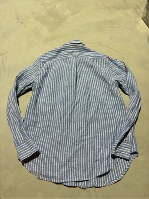 Everlane Striped Blue & White European flax Linen Button-Up Shirt 2 thumbnail 7