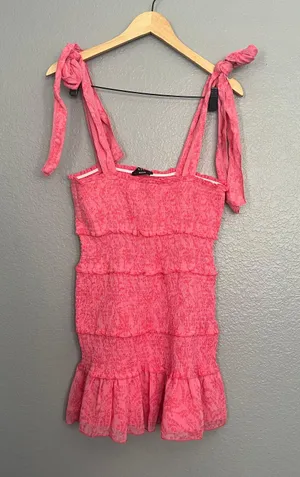 Vici Pink Floral Smocked Mini Dress thumbnail 4