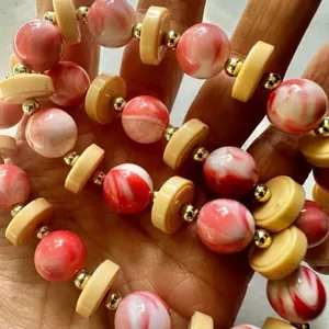Orange and yellow Gunther beaded necklace thumbnail 7