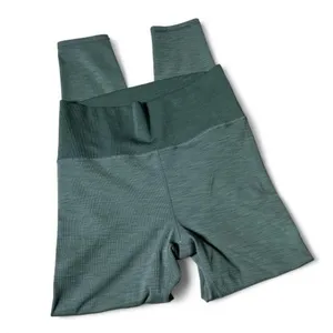 Vuori Ribbed High Rise Leggings Womens Medium Green VW442 Activewear Yoga Pants thumbnail 2
