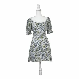 ✨Avec Les Filles Baby Blue Floral Eyelet Puff Sleeve Mini Peasant Sz S Dress✨ thumbnail 3