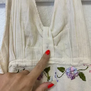 Vintage 1960s Handmade Embroidered Gauze Halter Maxi Dress Hippie Folk thumbnail 7