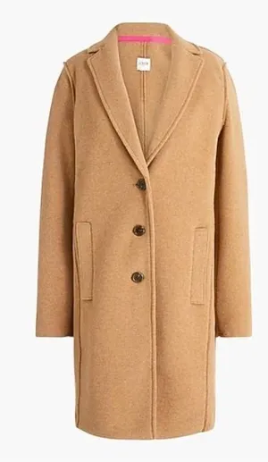 J Crew Factory Women's Boiled Wool-Blend Camel Longline Topcoat Size‎ 20 thumbnail 1