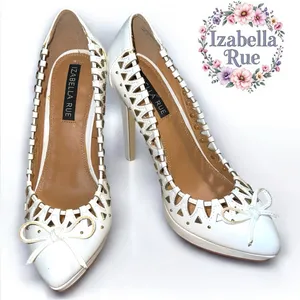 Izabella Rue Women's White Heels Size 7 thumbnail 2