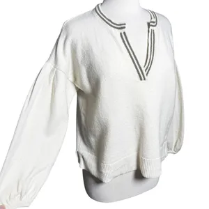 MADEWELL Women’s Wiltshire Vneck Cream Varsity Stripe Pullover Sweater thumbnail 4