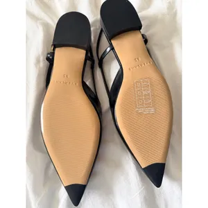 Everlane Italian Leather Pointed Slingback Flats Black Size 8.5 thumbnail 5