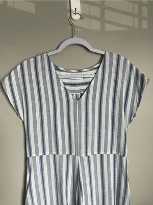 CROFT & BARROW Blue and White Striped Midi Dress Sz S thumbnail 3