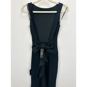 Lulus Exquisite Refinement Black Backless Bow Ruffled Maxi Dress Formal XS NWT thumbnail 12