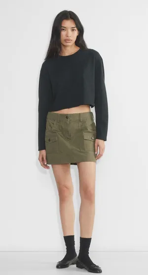 long sleeve knit  cropped sweater thumbnail 1