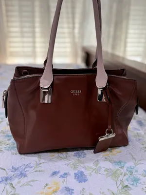 GUESS Brown Tote with Light Pink Handles thumbnail 2