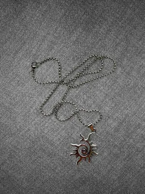 Silver Tone Tribal Sun Spiral Pendant Necklace 20 Inch Chain thumbnail 5