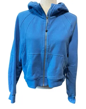 Lululemon Oversized Scuba Zip Hoodie Blue Nile Cropped Cotton Terry Size XS/S thumbnail 1