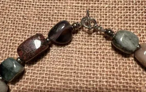 Handmade Agate square bead necklace. 17 1/2” thumbnail 6