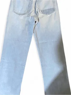 Reformation Cynthia Patch High Rise Straight Leg Distressed Tahoe Wash Denim 24 thumbnail 8