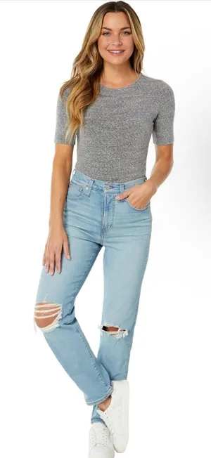 Madewell Perfect Vintage Straight Jeans Danby Wash Knee Rip‎ 27 Clean Girl thumbnail 1