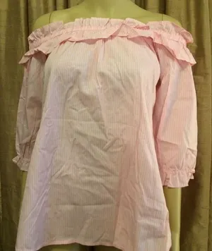 Heart & Hips 100% Cotton Candy-Striped Off the Shoulder Top thumbnail 1