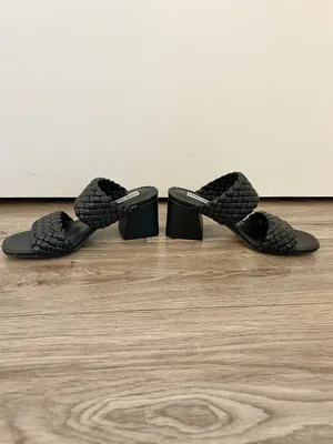 Steve Madden Daphnee Braided Black Block Heel Sandals Size 6 thumbnail 6