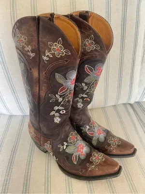Old Gringo Bonnie 13" Floral Embroidered Leather Western Boots 7.5 B Style L649 thumbnail 2