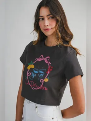 Mable La Dolce Vita Graphic Crop Tee White – Medium thumbnail 7