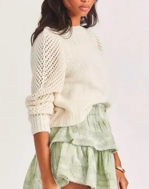 LoveShackFancy Tiered Ruffle Mini Skirt Moss Green Hand Tie Dye Size Medium thumbnail 2