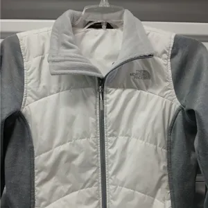 The North Face Quilted Full Zip Jacket Women's Medium White Gray Gorpcore Hiking thumbnail 5