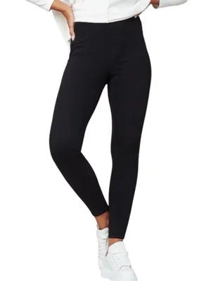 Spanx Jean-ish Ankle Leggings Tummy Shaping Soft Knit 20018R Black Sz Women's L thumbnail 1