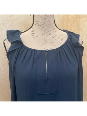 Ann Taylor LOFT Butterfly Sleeve Green Summer Blouse Size Small runs big thumbnail 3
