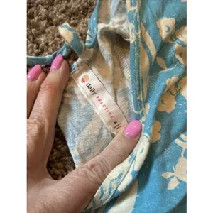 Daily Practice by Anthropologie Floral Tiered Ruffle Mini Dress Blue Medium thumbnail 3