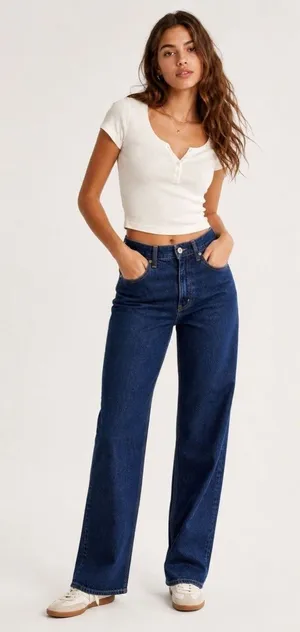 Abercrombie High Rise 90s Relaxed Jeans 25 Long Dark Wash thumbnail 1
