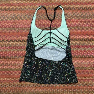 Prana Black Speckle Sexy Strappy Halter Yoga Top thumbnail 2