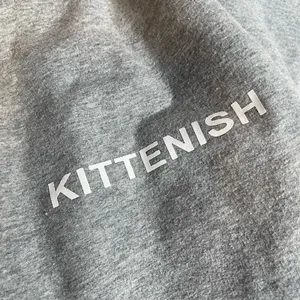 Kittenish Grey Cropped Sweatshirt Rainbow Stripe Sleeve Lounge‎ Athleisure M thumbnail 5