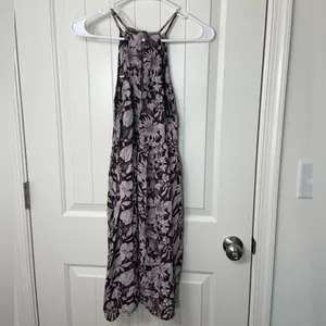 Kimchi Blue Anthropologie‎ women’s brown cream high low high neck summer dress M thumbnail 9