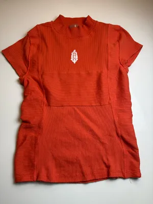 Free People Movement Ribbed Athletic Top Orange Stretch Short Sleeve Size‎ M thumbnail 1