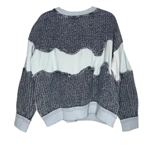 Oli & Hali Textured Knit Pullover‎ Womens Medium Blue Excellent Raw Edge JT0219 thumbnail 4