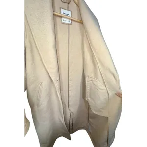 Abercrombie & Fitch Tan Cream Wool Collared Overcoat Pea Coat Jacket Womens Sz M thumbnail 6