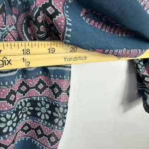 American Eagle Top M Blue‎ Pink Boho Paisley Peasant Blouse Ruffle Hem Festival thumbnail 5