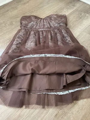 strapless formal dress brown lace women’s size 12 prom dance Y2K thumbnail 7