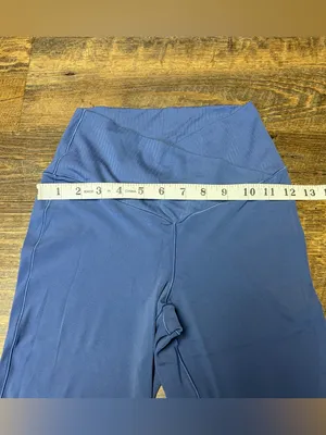 OFFLINE by Aerie Real Me Super Flare Hi-Rise Leggings Blue Medium Short Inseam thumbnail 4