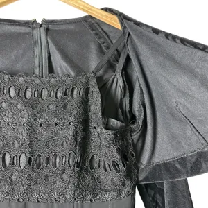 Vintage 90s Black Velvet Dress Maxi Witchy Whimsigoth Grunge Vamp Size Large thumbnail 4