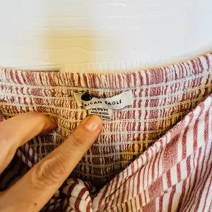 American Eagle Outfitters Striped Smocked Tie Front Crop Top Long Sleeve M thumbnail 6